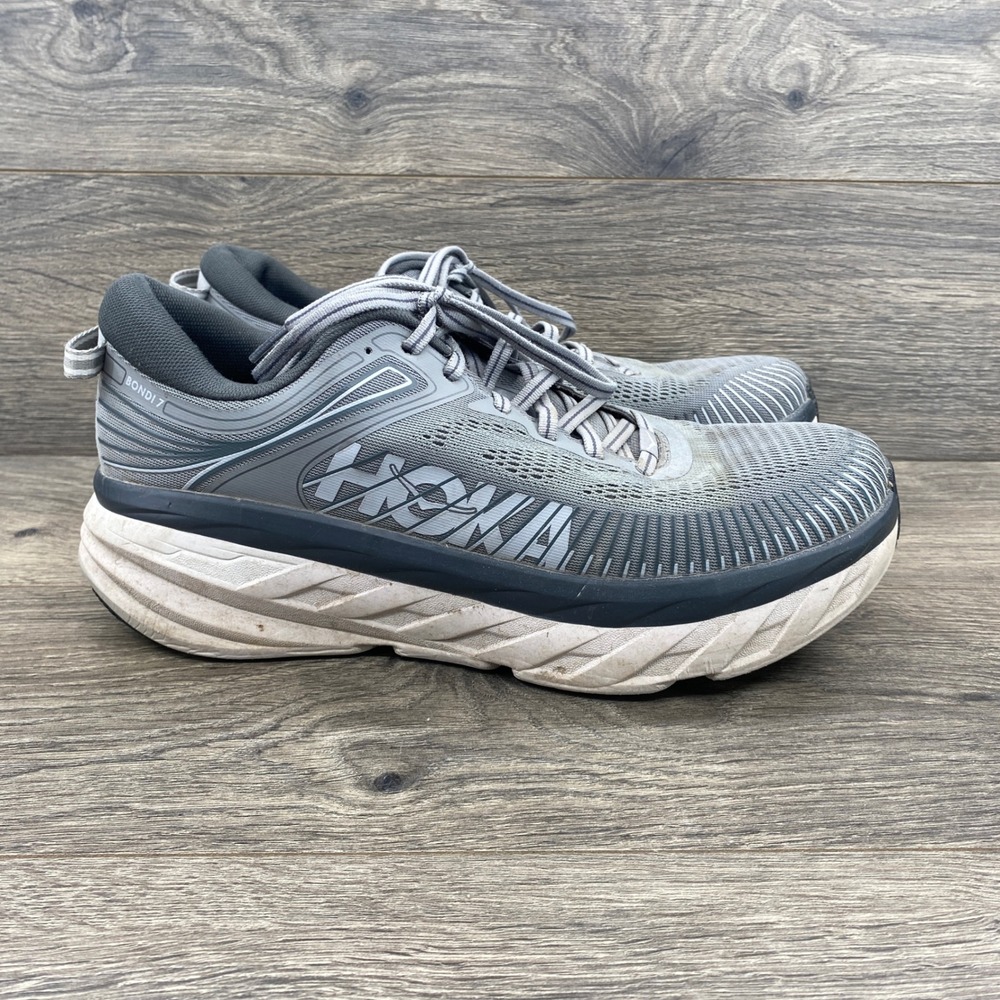 Hoka One One Bondi 7 Running Shoes Mens 10 Grey Wild Dove Dark Shadow 1110518